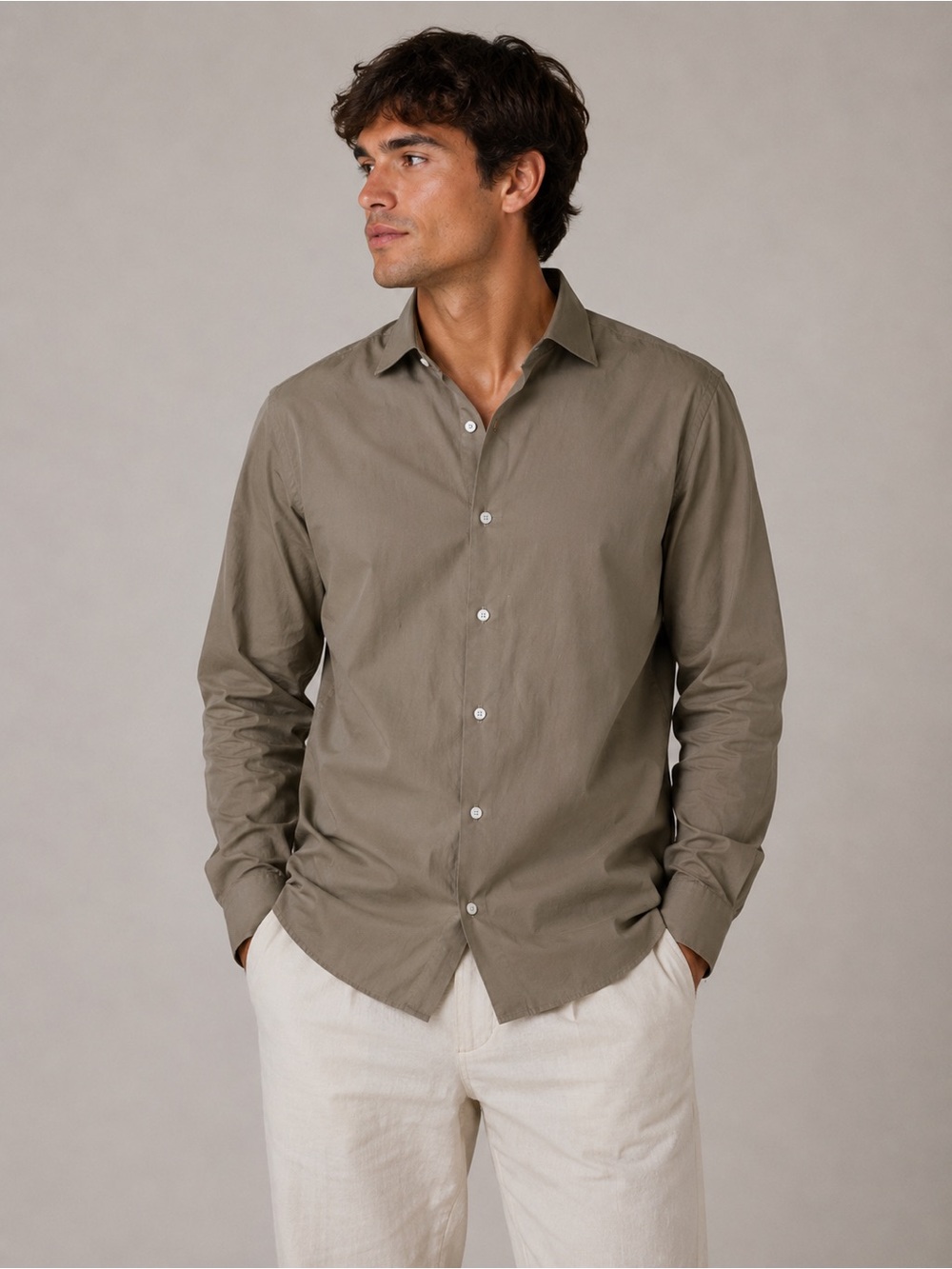 J Lindeberg Brown Long Sleeve Button Down Dress Shirt 15.5 Slim Fit